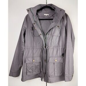 41 Hawthorn Utility Jacket Anorak Drawstring Hooded Gray Cotton Size Med